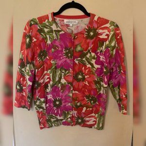 Jones New York Cardigan Floral Sweater, PL